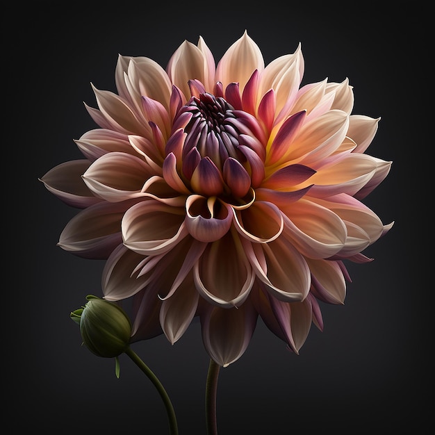 Реалистичный цветок георгина, изолированное иллюстративное изображение, созданное искусственным интеллектом