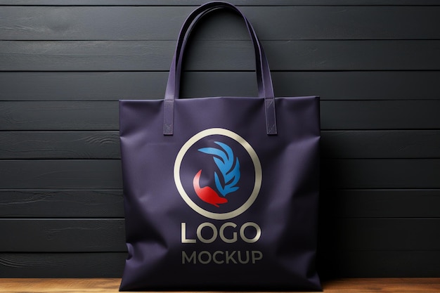 Photo realistic dark violet bag mockup with copy space