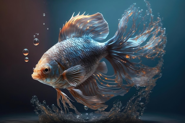 Realistic decorative fish in action AI generated