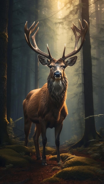 自然を背景にした現実的な鹿