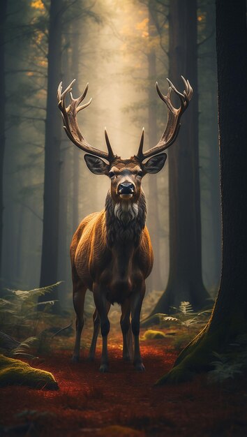 Realistic deer with nature background