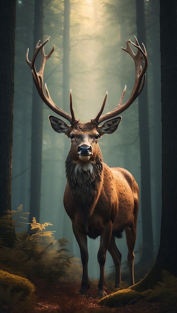自然を背景にした現実的な鹿
