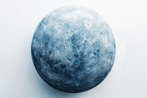 Realistic depiction of Triton Neptunes largest moon displaying its icy and geologically active surface against a bright white backdrop Generative AI