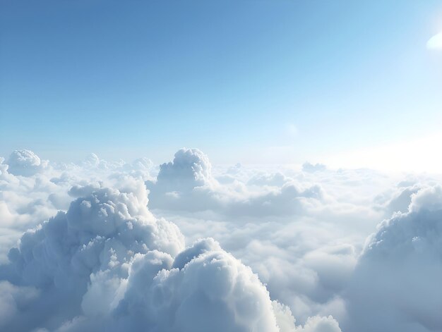 Photo realistic depiction of white clouds drifting in a clear blue sky ai generated