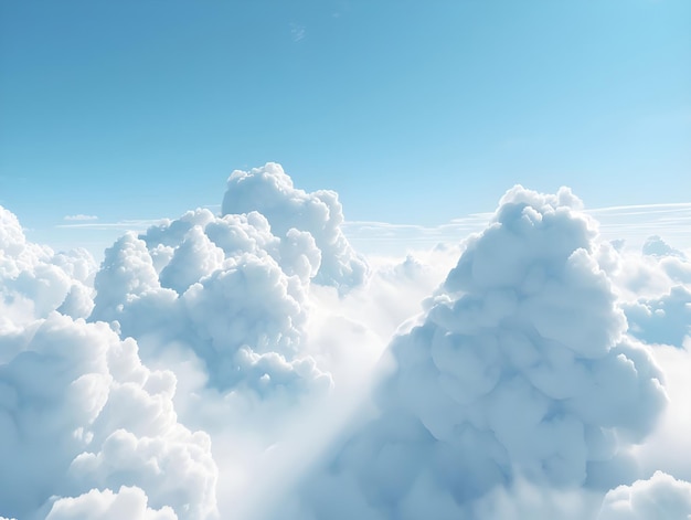 Realistic depiction of white clouds drifting in a clear blue sky Ai Generated