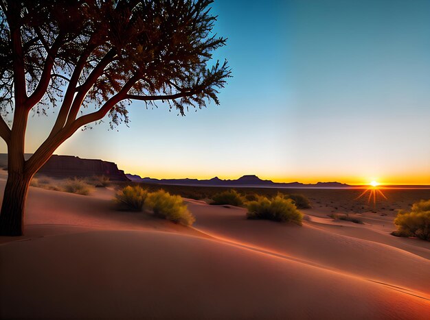 Realistic desert high detail warm lighting deciduous