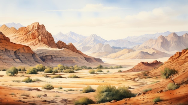 Фото Реалистичные пустынные горы, рисующие долину объединенных арабских эмиратов