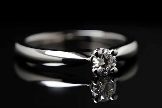 realistic diamond engagement ring photography with shiny crystal generative ai