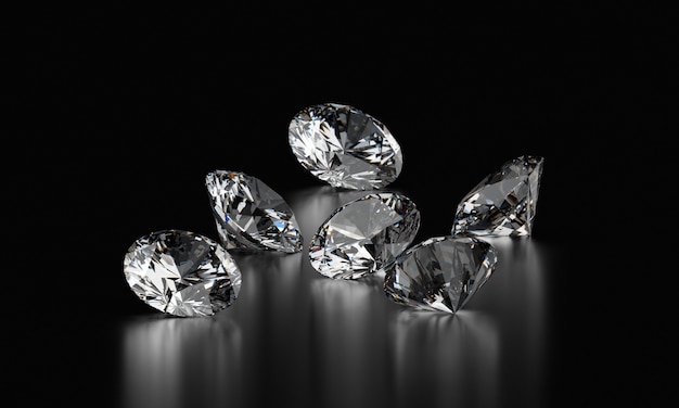 Premium Photo | Realistic diamonds on black background