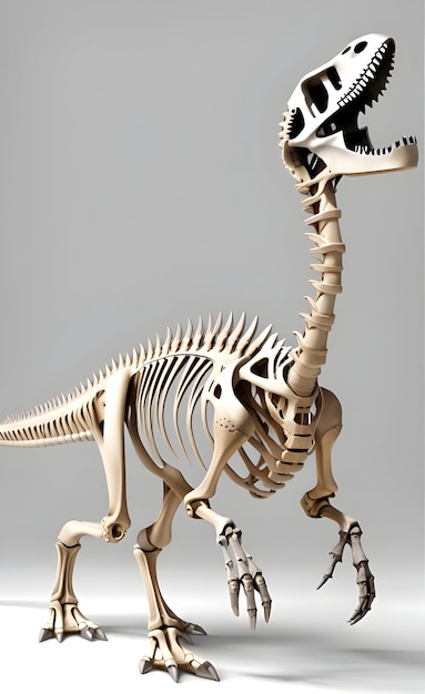 Photo realistic dinosaur skeleton illustration