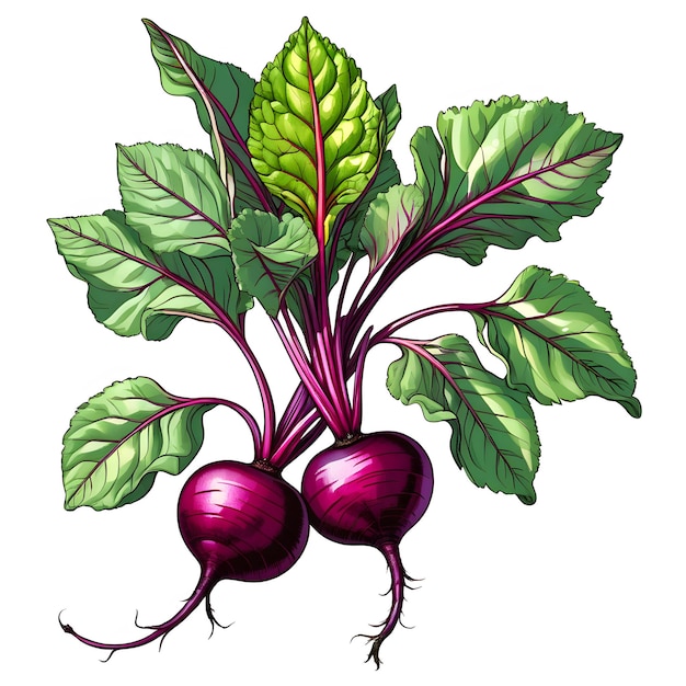 realistic drawing beetroot isolate on white background