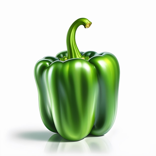 realistic drawing isolate green bell pepper on a white background