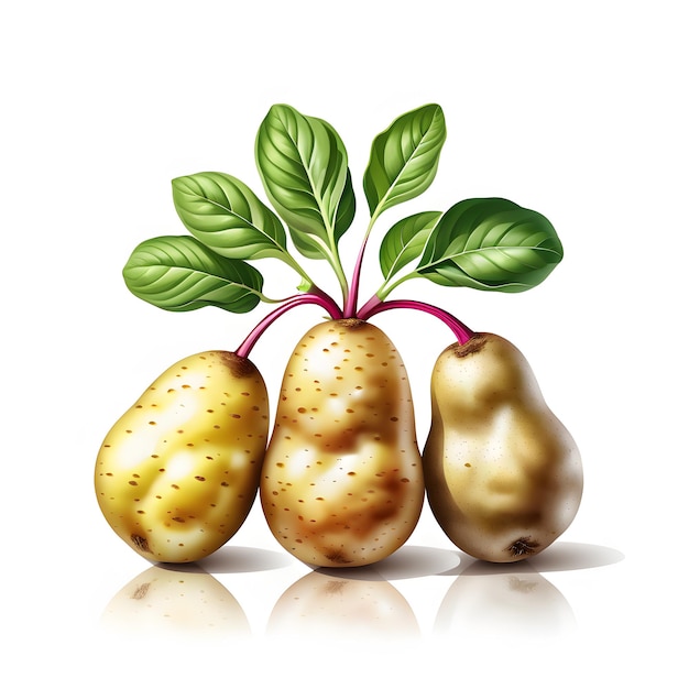 realistic drawing potato isolate on white background