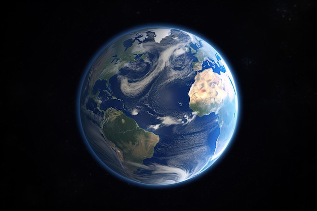 Realistic earth planet in space