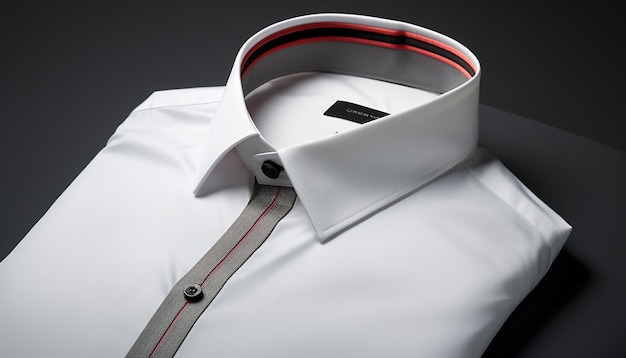 Foto e-commerce realistico close up photoshoot di camicia bianca maschile con nastro adesivo e rivestimento