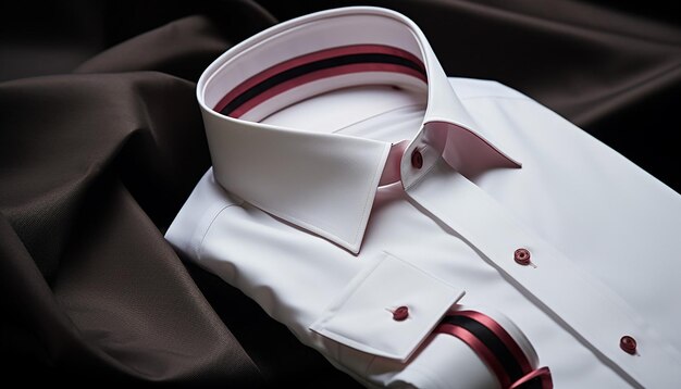 Foto e-commerce realistico close up photoshoot di camicia bianca maschile con nastro adesivo e rivestimento