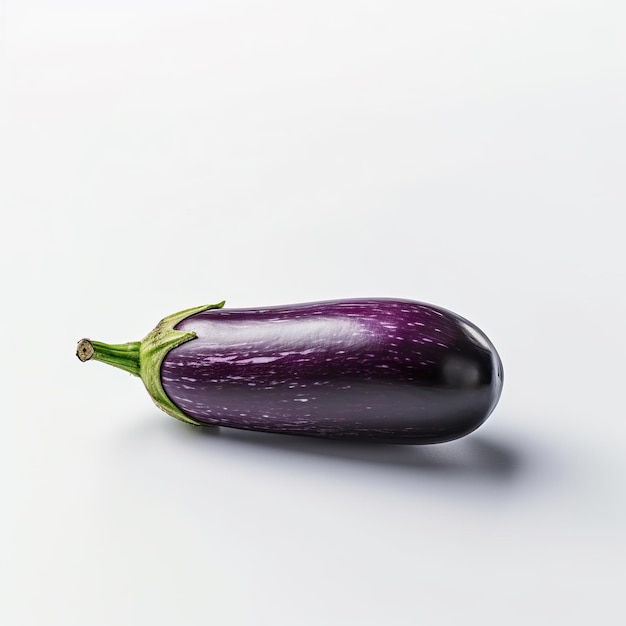 Photo realistic eggplant in basket white background 8k hyperreali