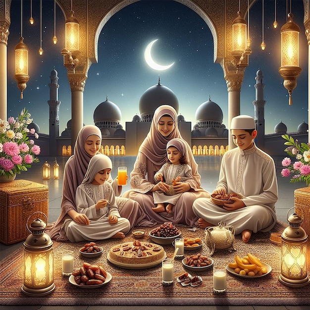 Реалистичная иллюстрация eid alfitr