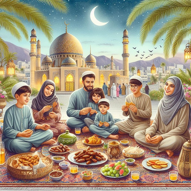 Realistic eid alfitr illustration