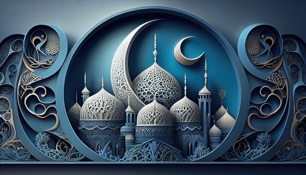 Realistic eid alfitr ramadan mubarak background