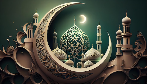Realistic eid alfitr ramadan mubarak background
