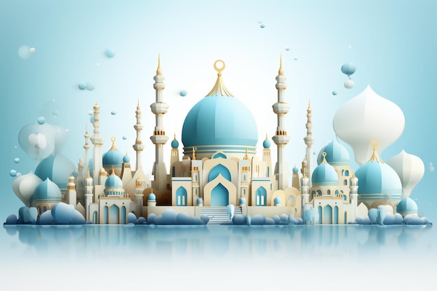 Реалистичный дизайн исламского приветствия к Эйд-Мубарак
