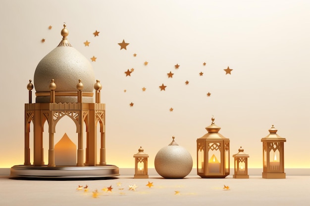 Realistic eid mubarak traditional festival background