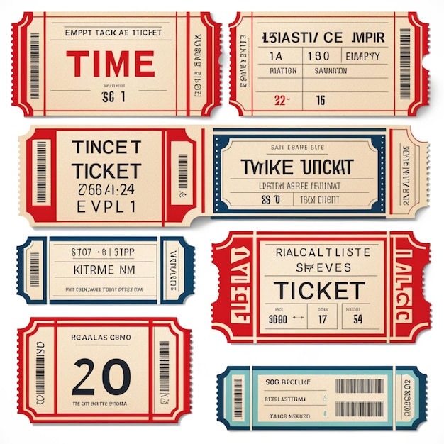 realistic empty ticket set