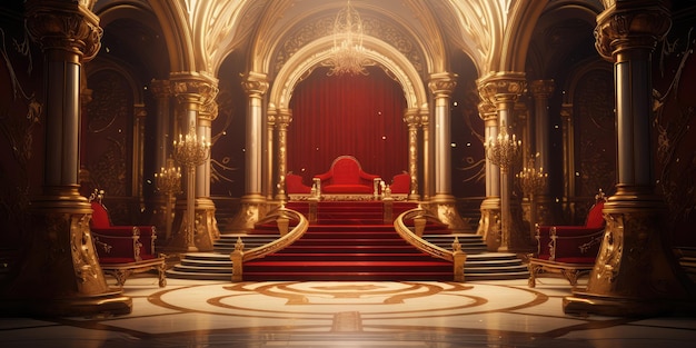 A realistic fantasy interior of the royal palace throne