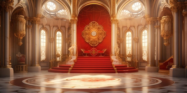 A realistic fantasy interior of the royal palace throne