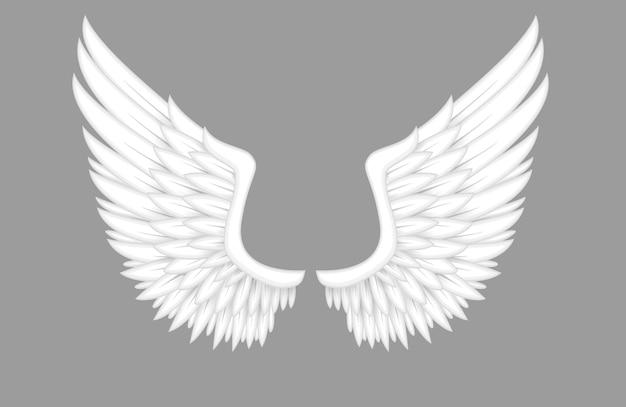 realistic fantasy white angle wings 3D Render