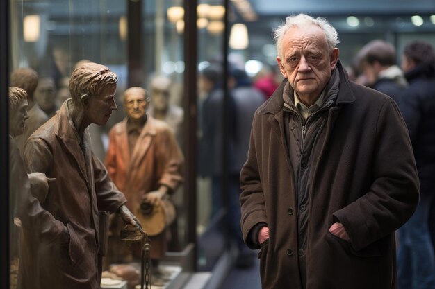 Photo realistic figurine of an older man in berlin