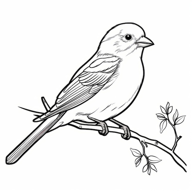 Realistic Finch Coloring Page For Children39s Coloring Book