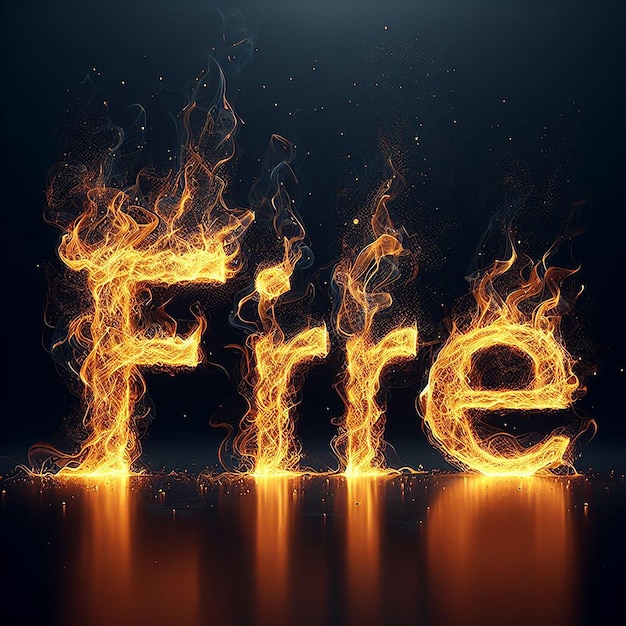 Realistic fire effect in the word Fire Text Effect