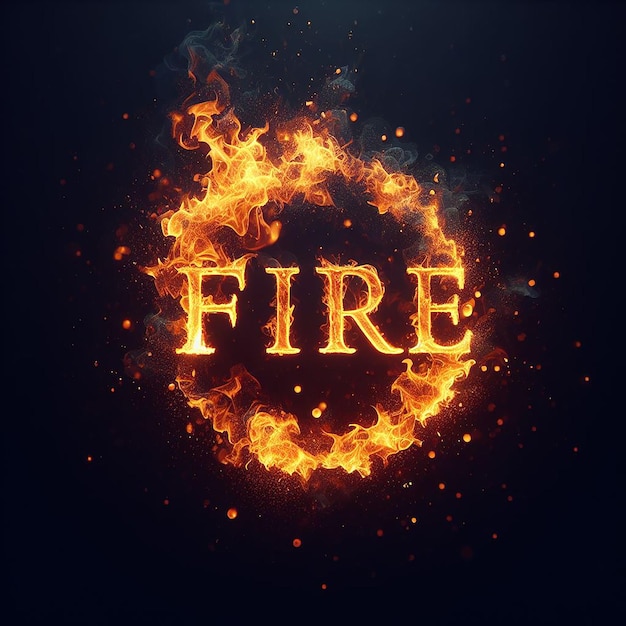 Realistic fire effect in the word Fire Text Effect