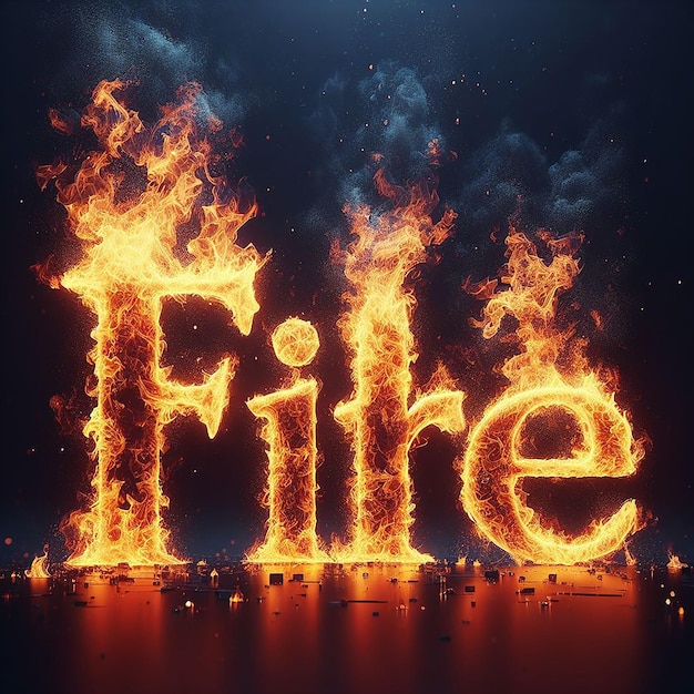 Realistic fire effect in the word Fire Text Effect