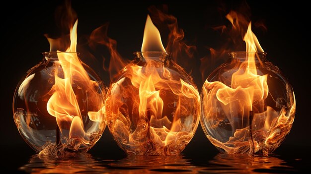 Фото Реалистичный набор пламени факела изолированный клип-арт