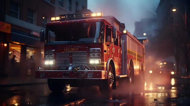 реалистичная пожарная машина тушит пожар8k подробно