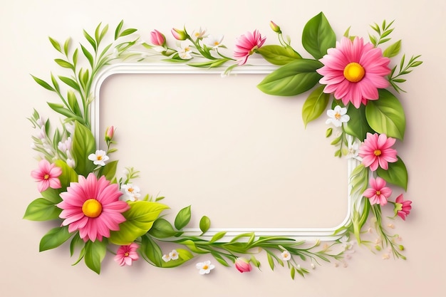 Realistic floral frame welcome spring