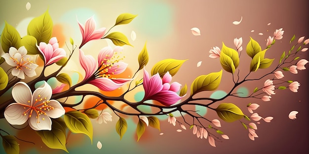 Realistic floral spring background