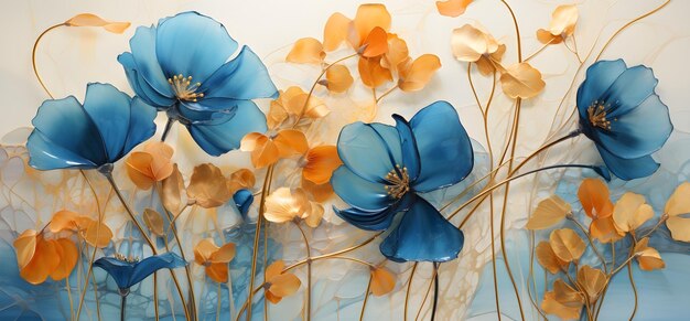 Realistic floral with leaves watercolor paintings