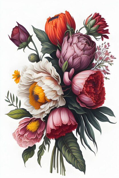 a realistic flower bouquet watercolor