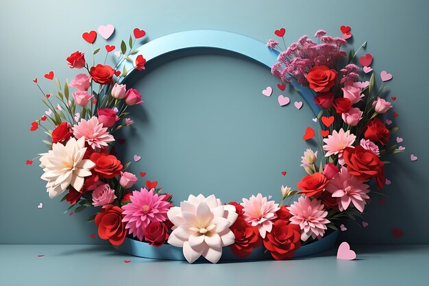 写真 バレンタインデーと女性の祝賀カードのための現実的な花のコピースペースフレーム