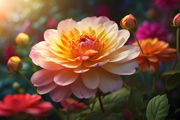 Realistic flower photography in digital illustration