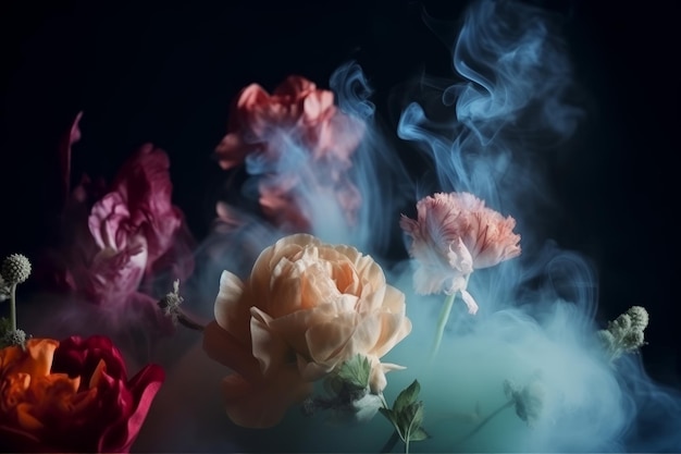 Realistic flower in smoke Generate Ai