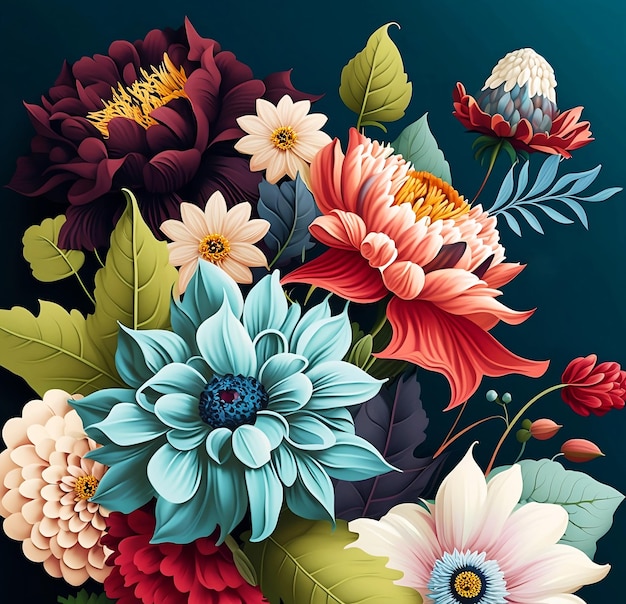 Realistic flowers illustration wallpaper design