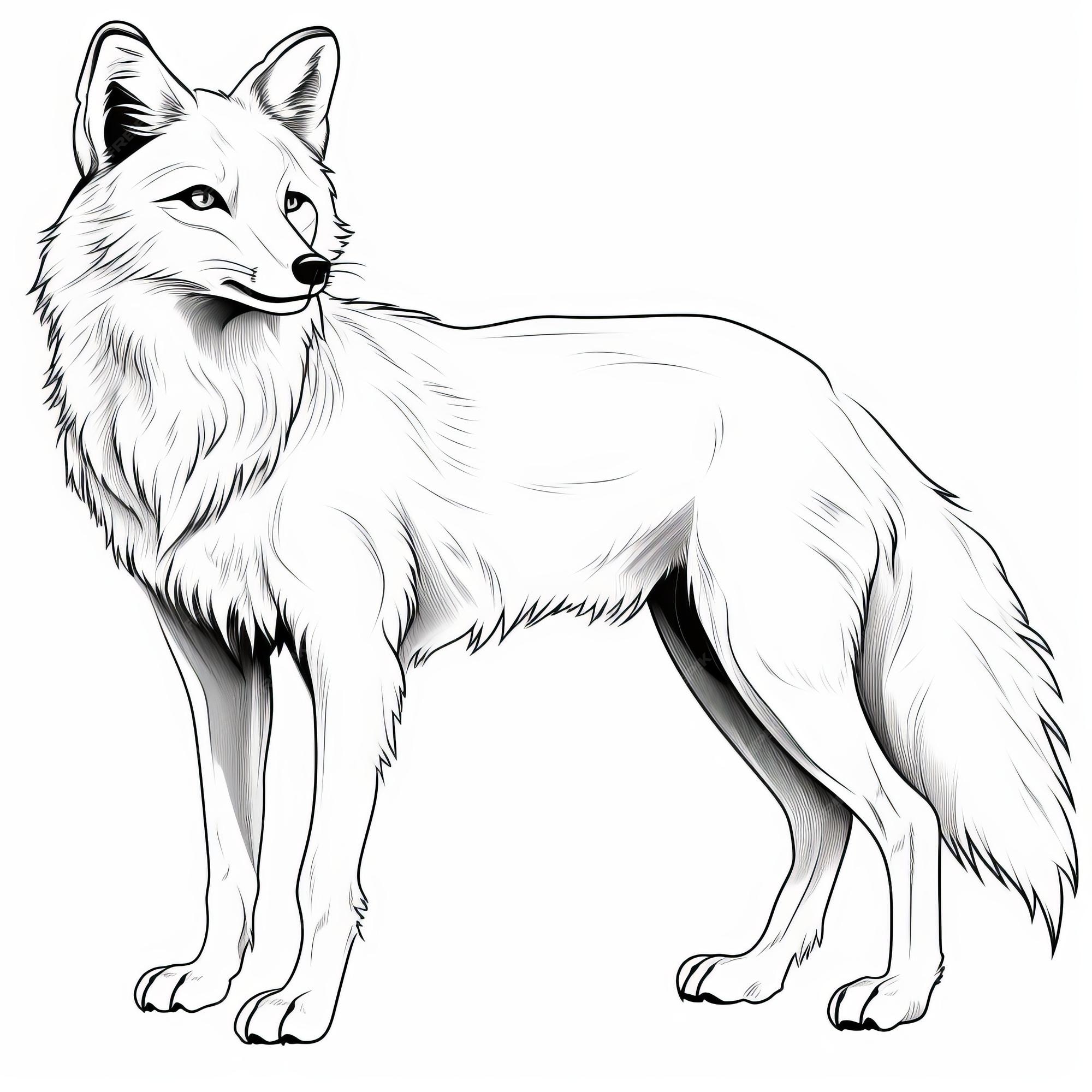 Premium Photo Realistic Fox Coloring Page On White Background