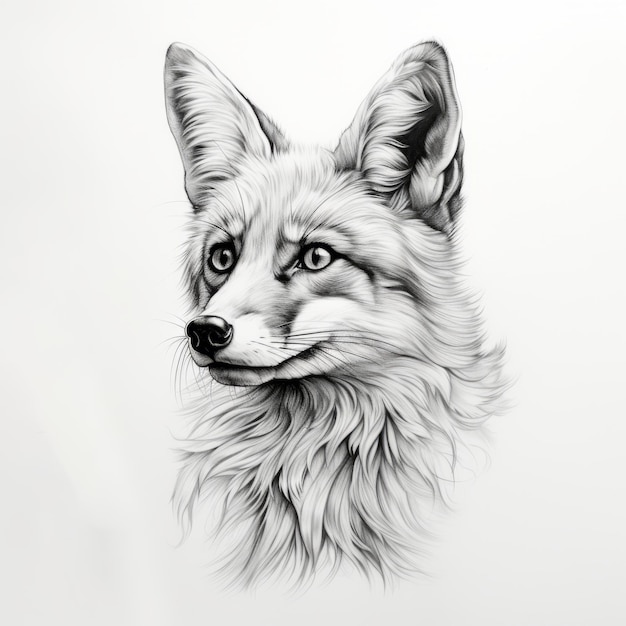 Realistic Fox Portrait Tattoo Drawing with High Contrast