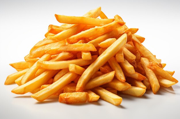 Realistic french fries isolated on white background