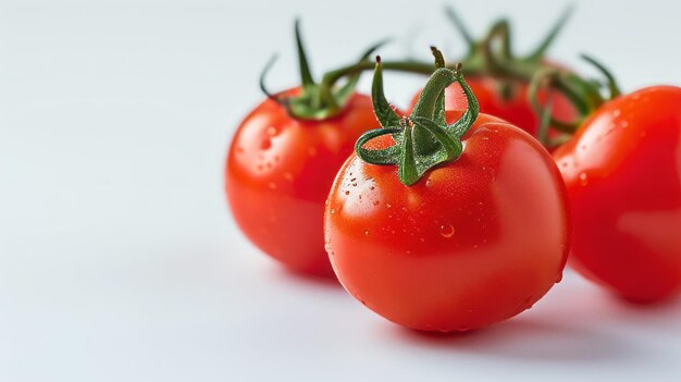 Realistic fresh tomatoes on white background